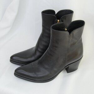 Prada Black Leather Heeled Boots Sz 9